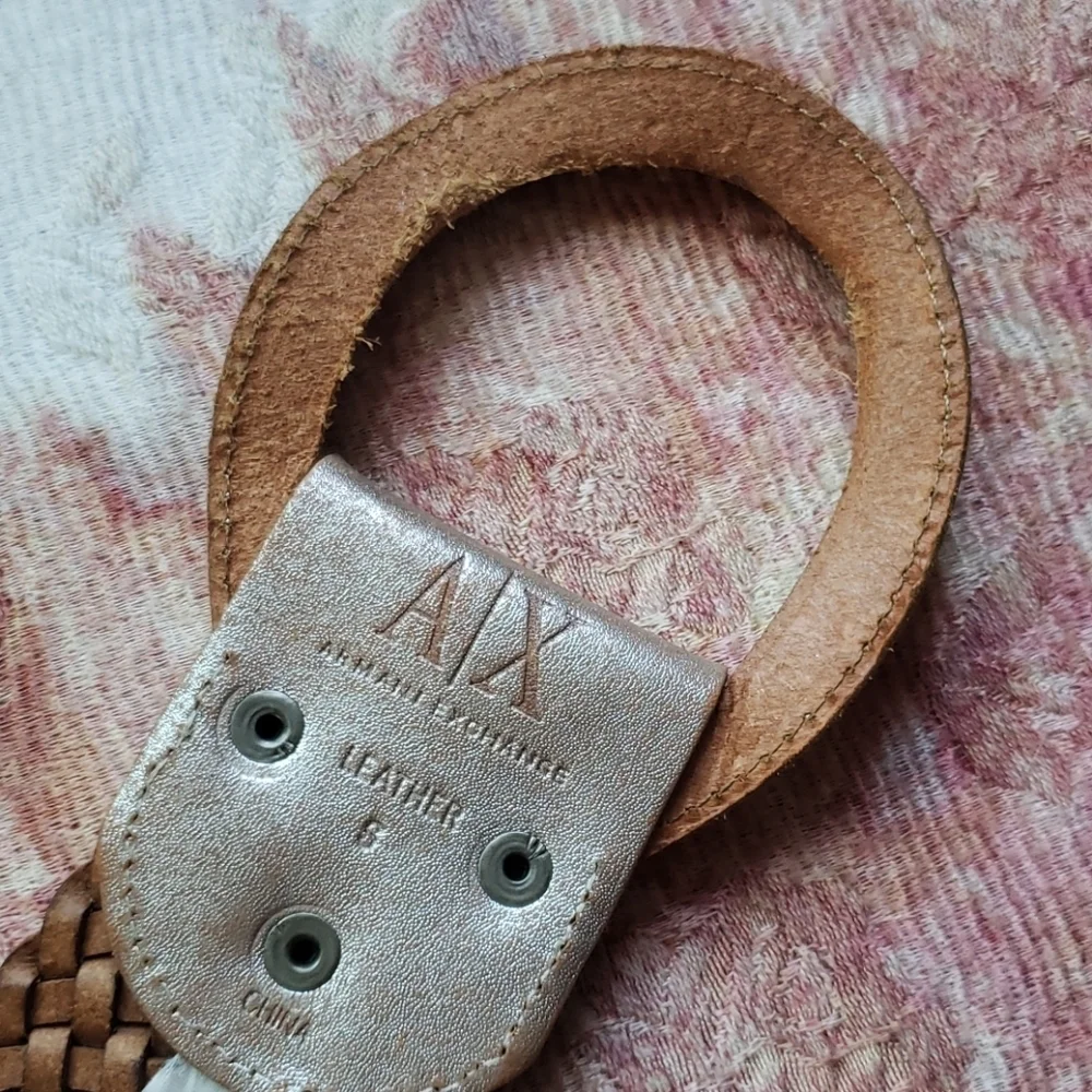 Armani Exchange brown silver breided wide belt S